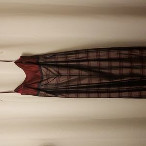 Burgundy and Black Taffeta Dress